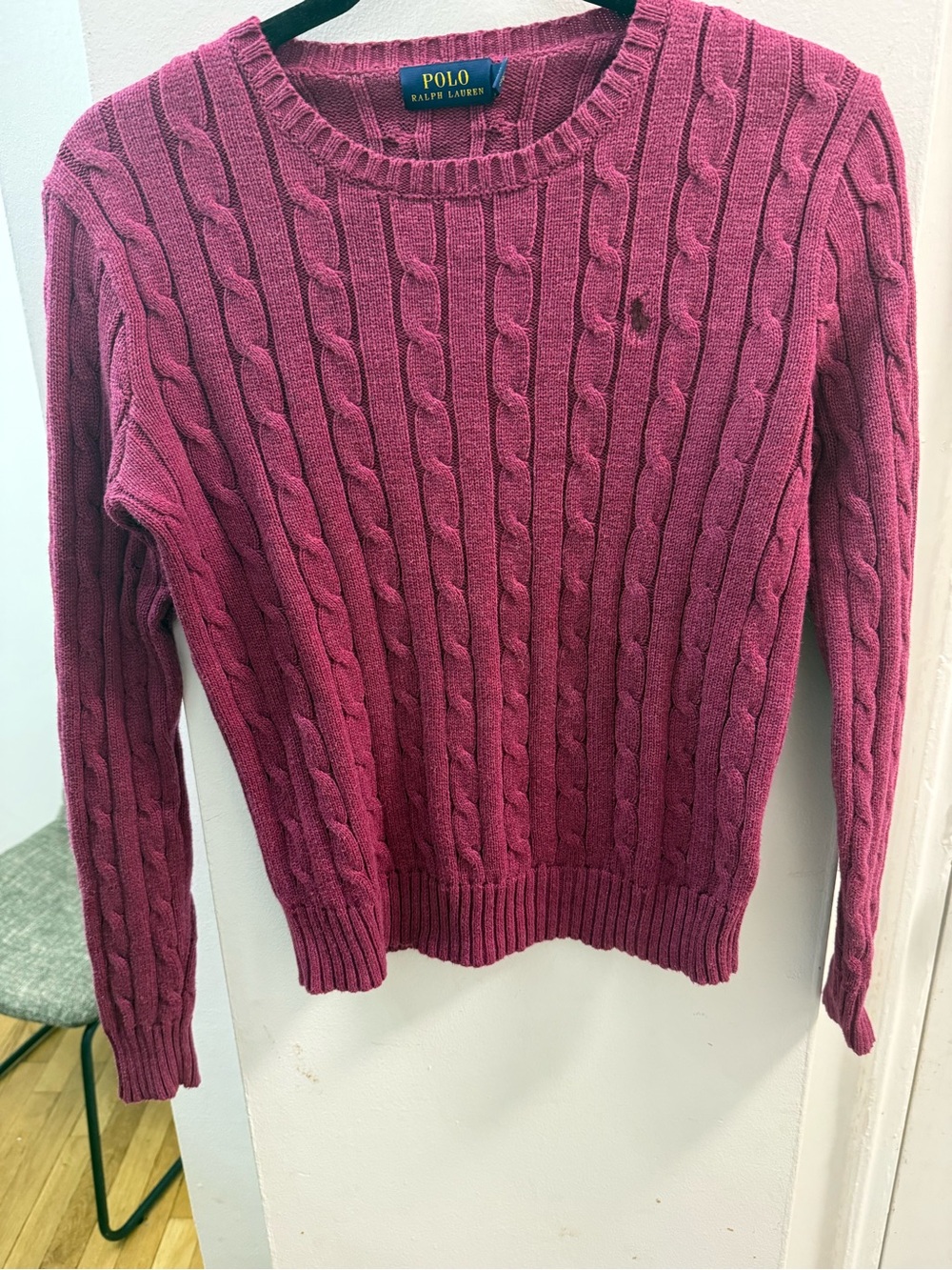 Ralph Lauren Cable Knit Crew Sweater - Raspberry